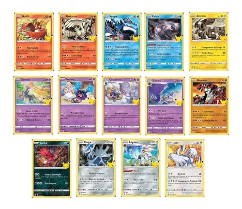 14 cartas lendárias de celebrações - todas brilhantes pokemon