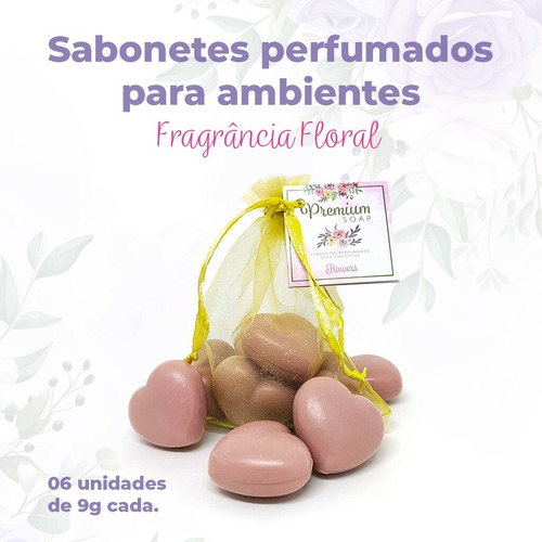 Imagem 3 de 4 de 6 Mini Sabonetes Coração Ambiente Perfumado Lembrança Festa