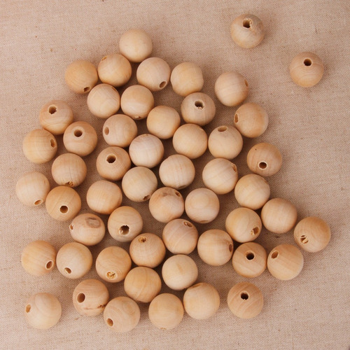 200 Piezas De Bolas De Cuentas De Madera Redondas Naturales