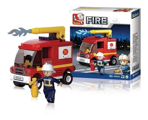 Imagen 4 de 4 de Bloques Sluban Fire Bombero Autobomba 75 Piezas B0622c
