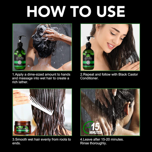 Set Para El Cuidado Del Cabello Rtbyue Aceite De Ricino Negr