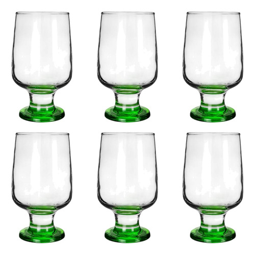 Juego De 6 Copas Para Agua Eleia Calidad Premium 370ml Color Verde
