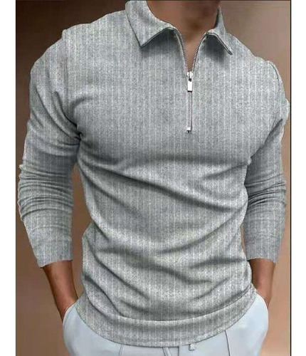 Camisas Polo Masculinas Camisa Casual Com Zíper Camisetas To