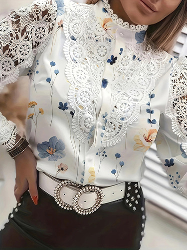 Blusa Feminina Elegante Com Detalhes De Renda