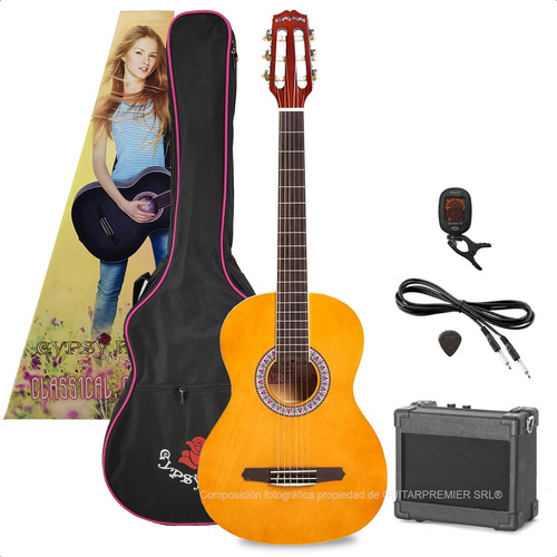 Guitarra Niña Señorita Ampli Funda Afinador Pua Gypsy Rose
