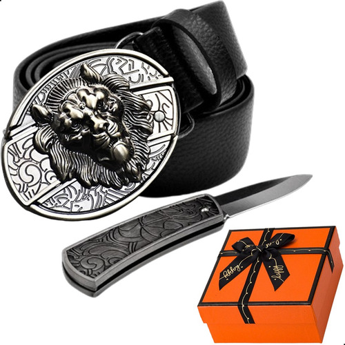 Hebilla De Cinturón Cinturón Para Hombre Con Caja Color León Macho Diseño De La Tela Dermis Talla 130
