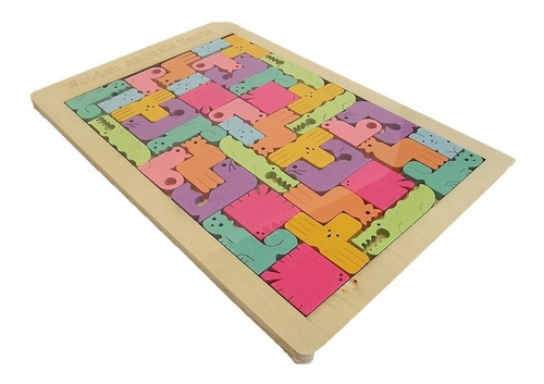 Rompecabezas Animales Juego Madera Tetris Adultos Y Niños