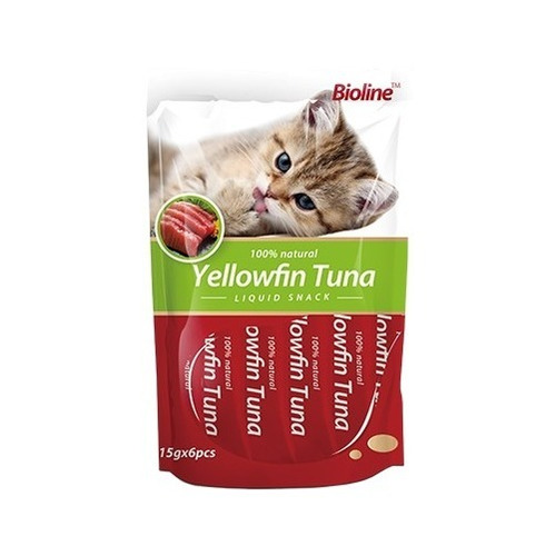 Snack Para Gatos Cremoso Bioline Sabor Atún Yellowfin 6 Un