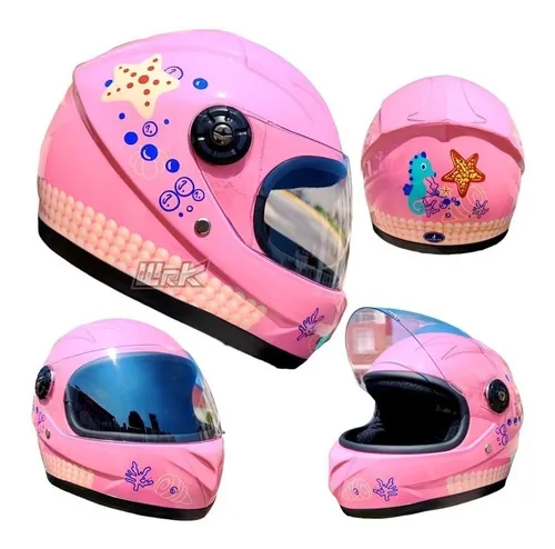 Casco Para Moto Infantil Niña Rosa Ocean Bici Cerrado