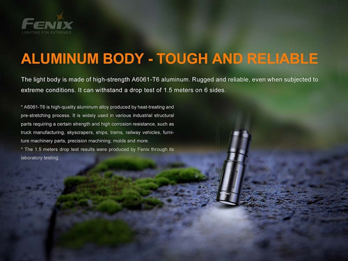 Imagen 5 de 7 de Linterna Led Fenix E02r Recargable Llavero 200 Lumens 49mts
