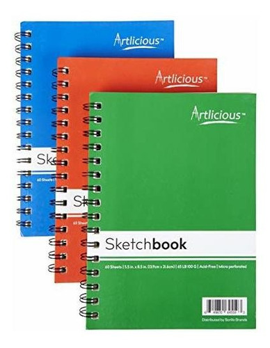 Cuadernos - Artlicious - 3 Sketch Books 5.5  X 8.5  For Draw