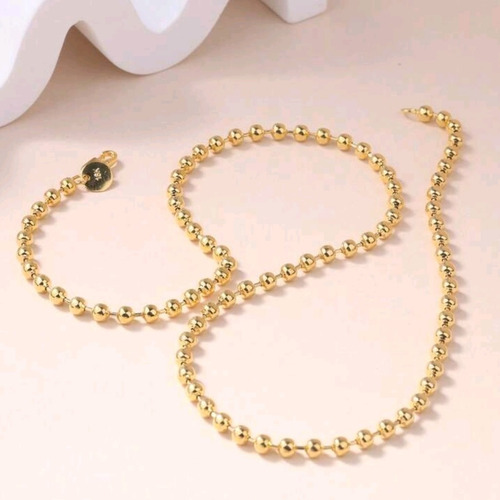 Collar Cadena De Estilo Militar Mujer Hombre Baño De Oro 18k