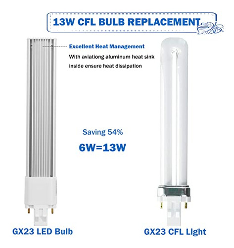 Bombilla Led Hengbo De 6 W, Gx23, 13 W, 2 Pines, Repuesto De