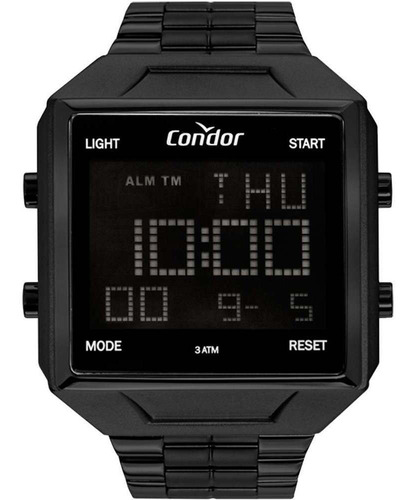 Relógio Condor Masculino Quadrado Digital Pret Cobj2649ad/4p