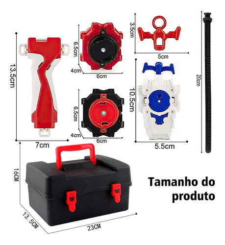 Kit Maleta 12 Bayblade Metal Piões Com 1 Grip 3 Lançadores