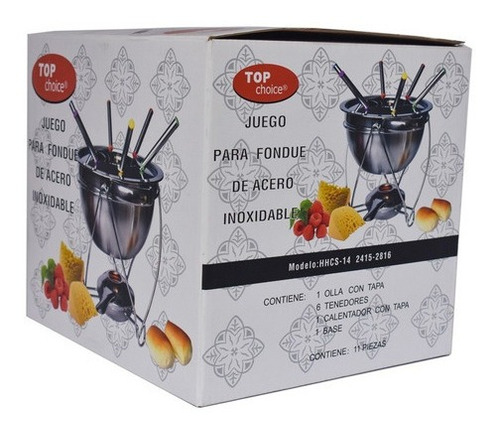 Imagen 7 de 9 de Set De Fondue Acero Inoxidable Calentador 6 Tenedores