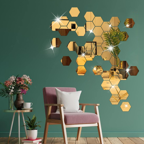 Y Juego De Espejos De Pared Acrílicos Con Pegatina, 24