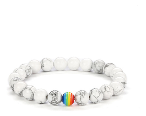 Pulsera A Juego Con Turquesa Blanca Esmerilada Negra Mate