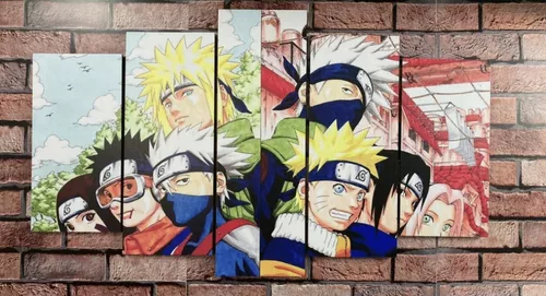 Quadro Decorativo Mosaico 3 peças Anime Naruto Personagens Sasuke