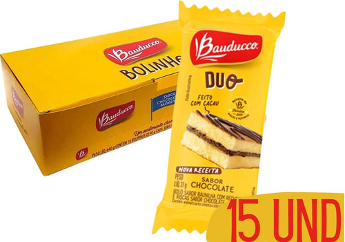 Bolo Bolinho Duo Chocolate Bauducco 27g - 15 Pacotinhos