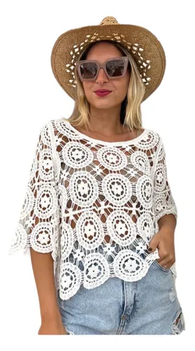 Blusa top tejida a crochet hotsell