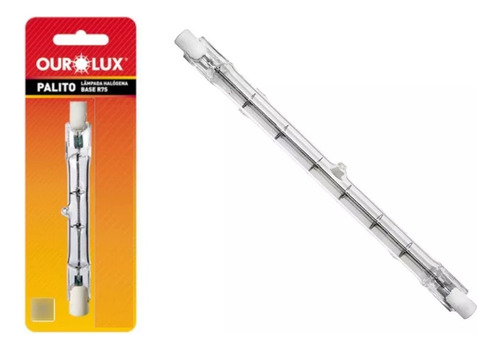 Lâmpada Halógena Lapiseira 300w 220v 118mm R7s - Ourolux