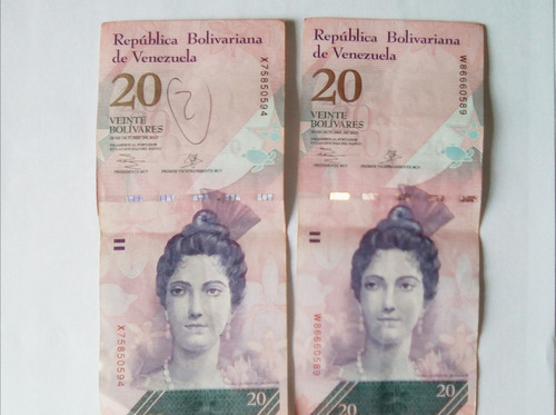 3 Billetes Colección De 20 Bolívares Año 2013 Y Serial X Y W