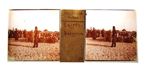 Antigua Foto Estéreo Placa Vidrio 1897 Egipto Beduinos F14