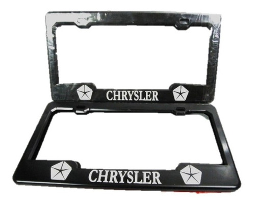 Porta Placa Plastico Para Carro Negro Con Logo Chrysler Par