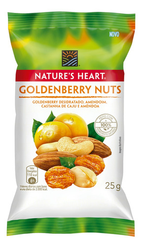Mix de Frutas e Sementes Goldenberry Nuts Nature's Heart Pacote 25g