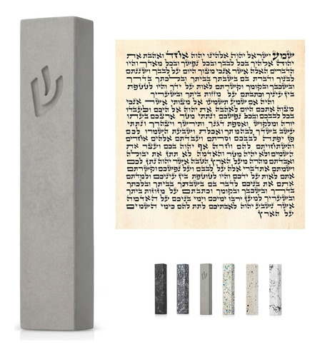 Estuche Mezuzah Contemporáneo Suri Concrete Gris Claro Con S