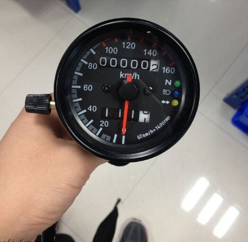 Imagen 3 de 6 de Velocimetro Universal Moto Custom Cafe Racer Negro Pem