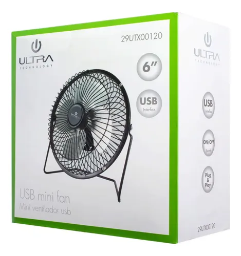 Mini Ventilador Portatil De 6 Pulgadas Puerto Usb Negro