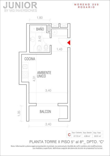 Imagen 12 de 12 de Departamento Monoambiente En Venta En Rosario