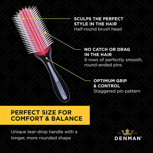 Denman Curly Hair Brush D4 (black Red) 9 Row Styling Brush P