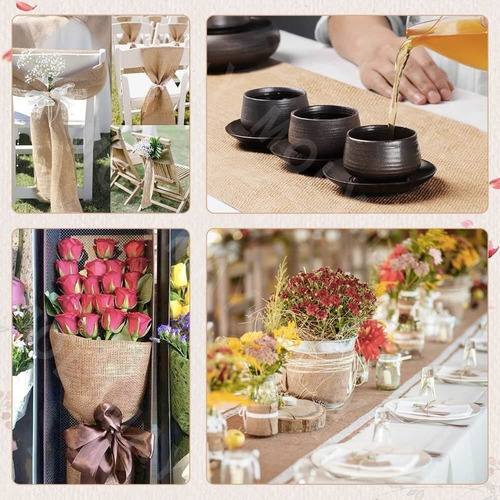 Fita Juta Nature Trilho Caminho De Mesa Tecido Linho 30cmx5m