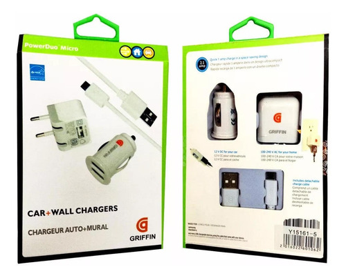 Cargador Doble Usb Para El Automovil Y Corriente Griffin And