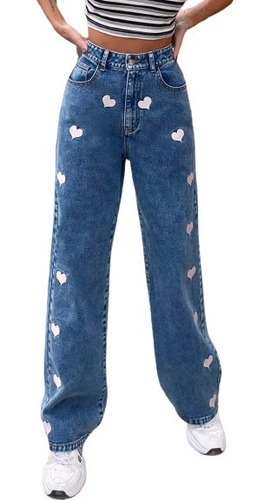 Pantalones Jeans Con Diseño De Corazon