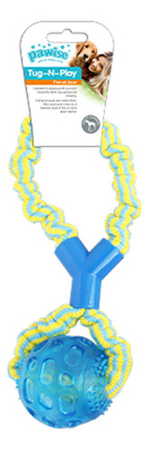 Juguete Pawise Cuerda Elástica Con Pelota Para Perro Color Azul/amarillo