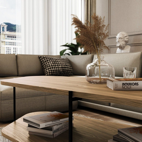 Mesa De Centro 110cm X58cm X35cm Oval Freijó Ad