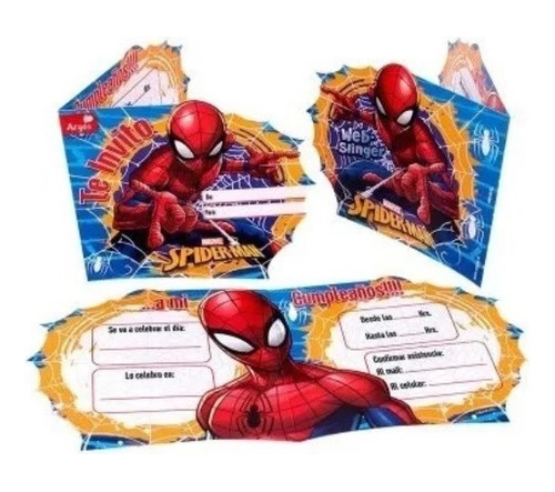 6 Tarjetas De Invitacion Fiesta Infantil Spiderman 