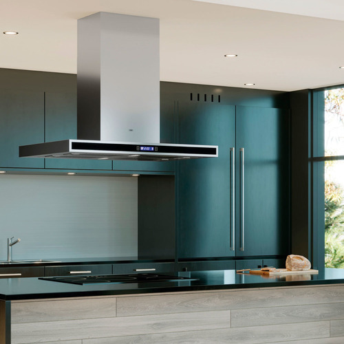 Campana Extractor Cocina Isla Tst Colhue 90cm Acero Inox Rex Color Plateado