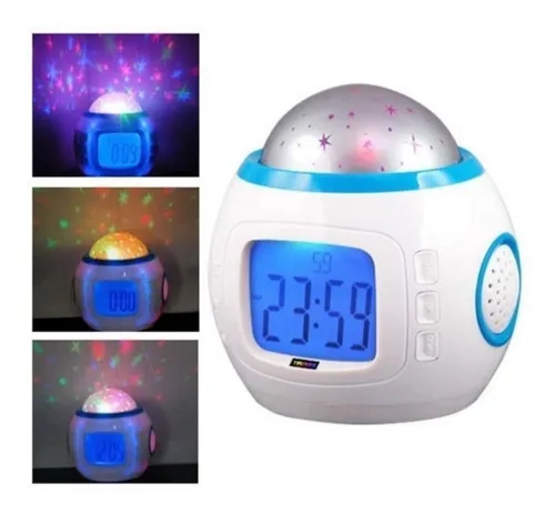 Reloj Despertador Alarma Proyector Estrellas Con Musica