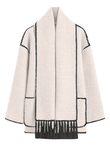 Jaqueta Feminina De Lã De Inverno Espessada E Folgada Tassel