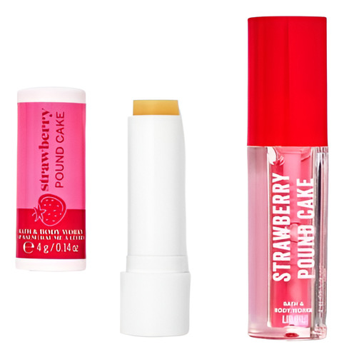 Bath And Body Works Kit Bálsamo Y Gloss Strawberry Pound Cake
