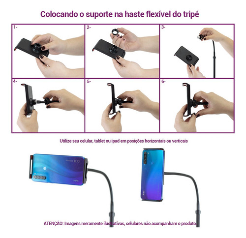 Imagem 6 de 7 de Tripé Com Suporte Para Tablet, iPad Ou Smartphones Spb-001