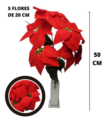 30 Arranjos Com 5 Flor Natalina Natal Artificial Decoração | Frete grátis