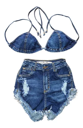 Short jeans hot pants cintura alta sales