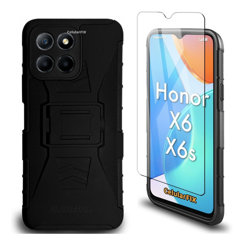 Funda Protector P/ Honor X6/ X6s, Uso Rudo Con Clip + Mica