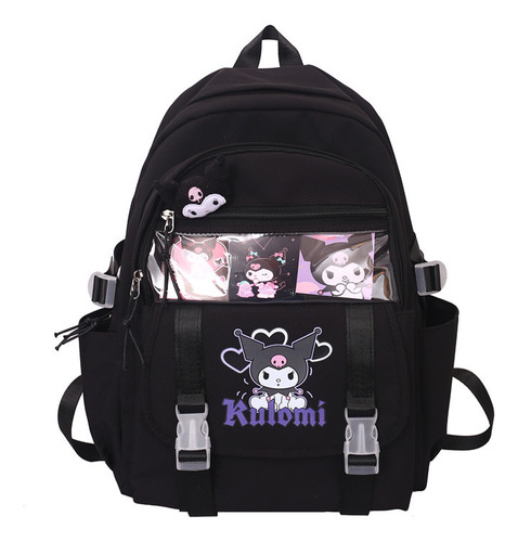 Nueva mochila Kuromi Pink de alta capacidad para estudiantes, 2023, color Kolomi Black Card Doll